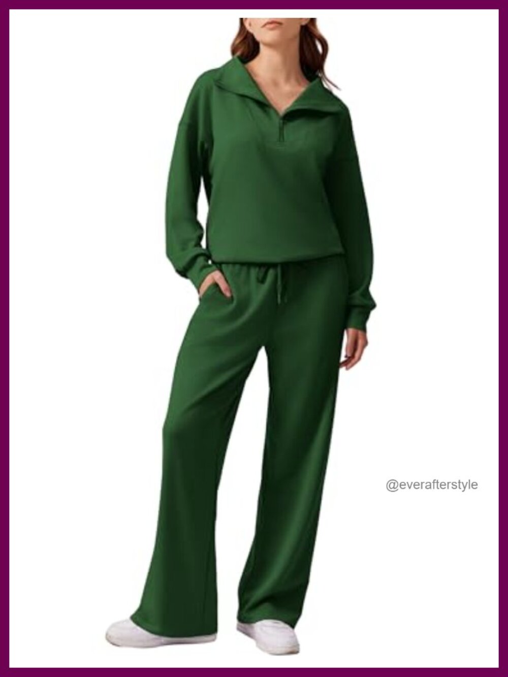2 Piece Tracksuit Set Half Zip Oversized Sweatshirt Wide Leg Sweatpants Lounge